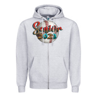 Heather Grey baseball senior 2023 Zipper Hoodie - BundleAndBundleShop