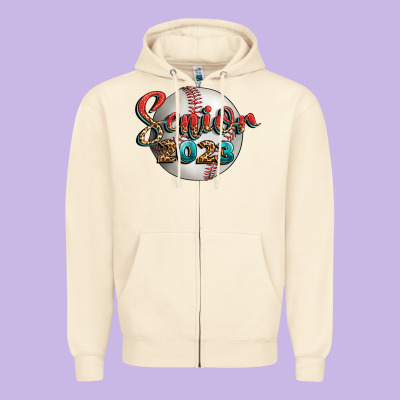 Baseball Senior 2023 Zipper Hoodie Designed By Bundleandbundleshop