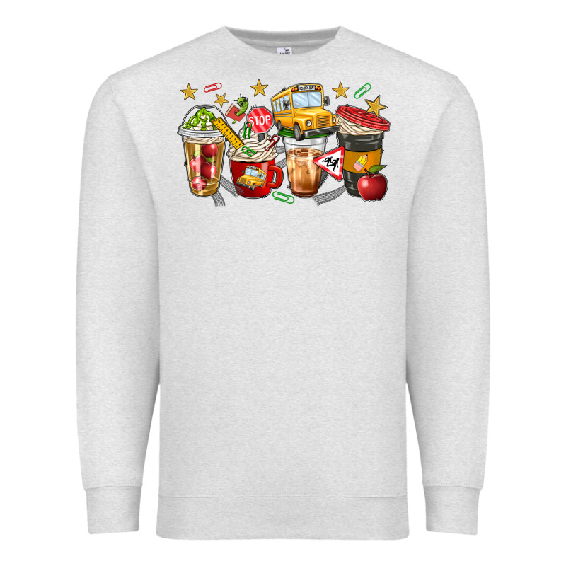 School Bus Coffee Cups Premium Sweatshirt by NancyCooperArtShop | Teevron