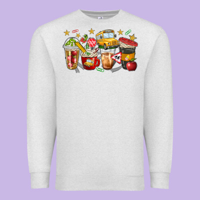 School Bus Coffee Cups Premium Sweatshirt Designed By Nancycooperartshop