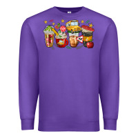 Purple school bus coffee cups Premium Sweatshirt - NancyCooperArtShop