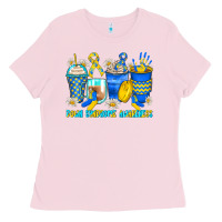 Bubblegum Pink down syndrome coffee cups Ladies Tee - Zillion Design Studio