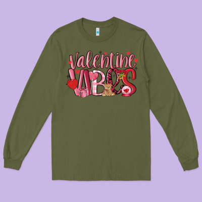 Valentine Vibes Long Sleeve Tee Designed By Maliassmallbusiness