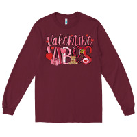 Burgundy valentine vibes Long Sleeve Tee - MaliasSmallBusiness
