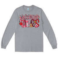 Heather Grey valentine vibes Long Sleeve Tee - MaliasSmallBusiness