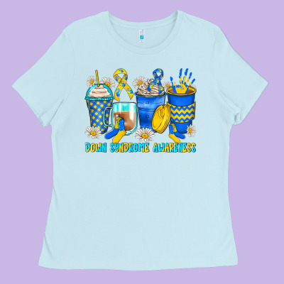 Down Syndrome Coffee Cups Ladies Tee Designed By Zillion Design Studio