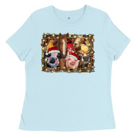 Baby Blue christmas farm animals Ladies Tee - RanaPortraitStore