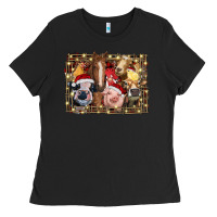 Black christmas farm animals Ladies Tee - RanaPortraitStore