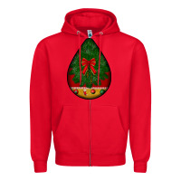 Red christmas teardrop Zipper Hoodie - BundleAndBundleShop