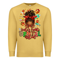 Antique Gold Santa's Favorite Dental Assistant Afro Messy Bun Premium Sweatshirt - texasbilliewilder