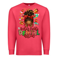 Cardinal Santa's Favorite Dental Assistant Afro Messy Bun Premium Sweatshirt - texasbilliewilder