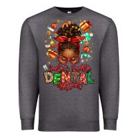 Charcoal Heather Santa's Favorite Dental Assistant Afro Messy Bun Premium Sweatshirt - texasbilliewilder