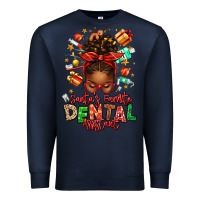 Navy Santa's Favorite Dental Assistant Afro Messy Bun Premium Sweatshirt - texasbilliewilder