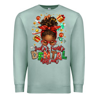 Seafoam Santa's Favorite Dental Assistant Afro Messy Bun Premium Sweatshirt - texasbilliewilder