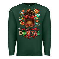 Sports Green Santa's Favorite Dental Assistant Afro Messy Bun Premium Sweatshirt - texasbilliewilder