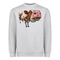 Heather Grey cute simmental cow Heavyweight Sweatshirt - LillyAllenDesigns