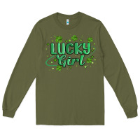 Army Green lucky girl Long Sleeve Tee - MaliasSmallBusiness