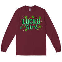 Burgundy lucky girl Long Sleeve Tee - MaliasSmallBusiness