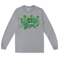 Heather Grey lucky girl Long Sleeve Tee - MaliasSmallBusiness