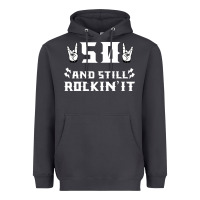 50 Birthday Rock Whitw Heavyweight Hoodie | Teevron