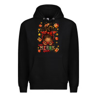 Black one merry nana christmas afro messy bun Premium Hoodie - texasbilliewilder