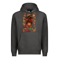 Charcoal Heather one merry nana christmas afro messy bun Premium Hoodie - texasbilliewilder
