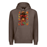 Coffee one merry nana christmas afro messy bun Premium Hoodie - texasbilliewilder