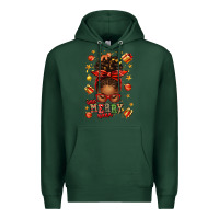 Sports Green one merry nana christmas afro messy bun Premium Hoodie - texasbilliewilder