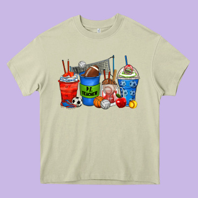 P.e. Teacher Coffee Cups Heavy Core Tee Designed By Zillion Design Studio