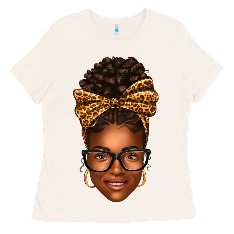 Afro Woman Messy Bun Ladies Tee by texasbilliewilder | Teevron