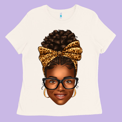 Afro Woman Messy Bun Ladies Tee Designed By Texasbilliewilder