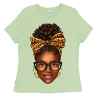 Matcha afro woman messy bun Ladies Tee - texasbilliewilder
