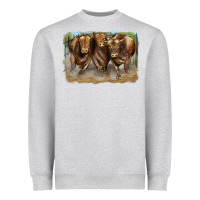 Heather Grey 3 red angus bulls Heavyweight Sweatshirt - LillyAllenDesigns
