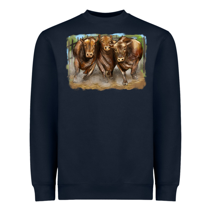 3 Red Angus Bulls Heavyweight Sweatshirt by LillyAllenDesigns | Teevron