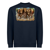 Navy 3 red angus bulls Heavyweight Sweatshirt - LillyAllenDesigns