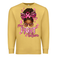 Antique Gold pray fight believe breast cancer afro messy Premium Sweatshirt - texasbilliewilder