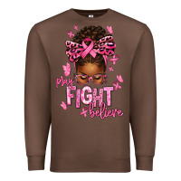 Chestnut pray fight believe breast cancer afro messy Premium Sweatshirt - texasbilliewilder