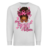 Dove Grey pray fight believe breast cancer afro messy Premium Sweatshirt - texasbilliewilder