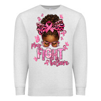 Oatmeal Heather pray fight believe breast cancer afro messy Premium Sweatshirt - texasbilliewilder