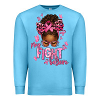 Ocean Blue pray fight believe breast cancer afro messy Premium Sweatshirt - texasbilliewilder