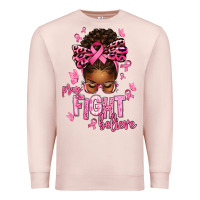 Pale Pink pray fight believe breast cancer afro messy Premium Sweatshirt - texasbilliewilder