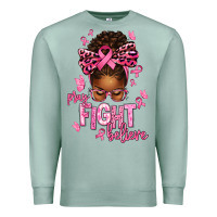 Seafoam pray fight believe breast cancer afro messy Premium Sweatshirt - texasbilliewilder