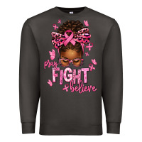 Smoke pray fight believe breast cancer afro messy Premium Sweatshirt - texasbilliewilder