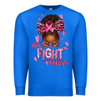 True Royal pray fight believe breast cancer afro messy Premium Sweatshirt - texasbilliewilder