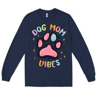 Navy dog mom vibes Long Sleeve Tee - MaliasSmallBusiness