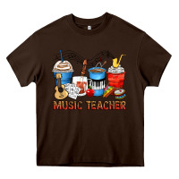Chocolate Brown music teacher coffee cups Heavy Core Tee - Zillion Design Studio
