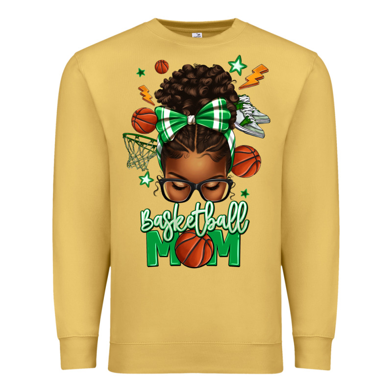 Basketball Mom Afro Messy Bun Premium Sweatshirt by texasbilliewilder | Teevron