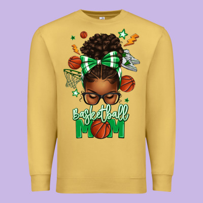 Basketball Mom Afro Messy Bun Premium Sweatshirt Designed By Texasbilliewilder