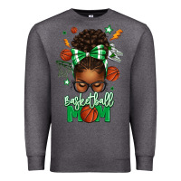 Charcoal Heather Basketball Mom Afro Messy Bun Premium Sweatshirt - texasbilliewilder