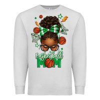 Dove Grey Basketball Mom Afro Messy Bun Premium Sweatshirt - texasbilliewilder